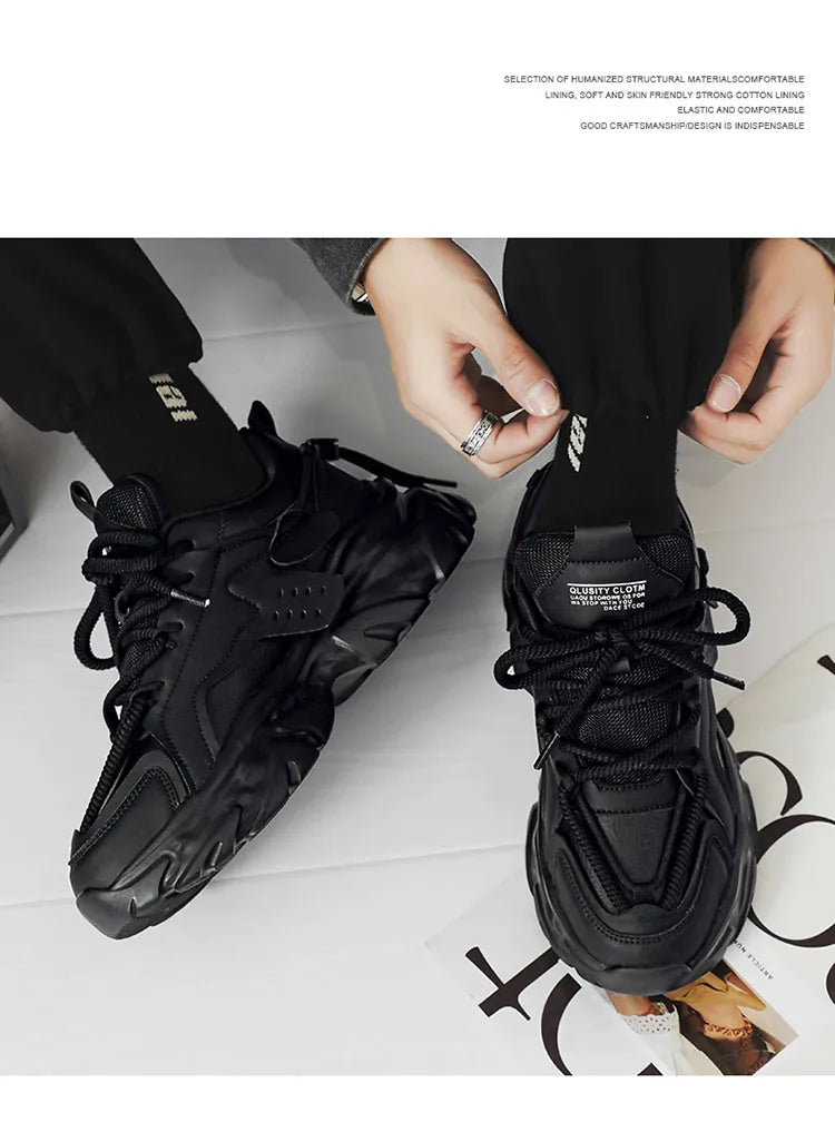 Men's shoes, seasonal leather trend, soft sole, sports running shoes, campus style, casual and versatile, fashionable dad shoes