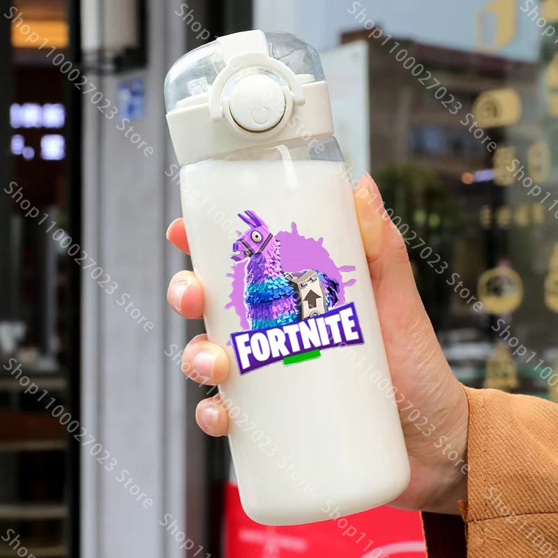 400ML Fortnites 18CM Straw Cup for Adult Boys Girls Cute Water Cup Cartoon Students Drop-Resistant Water Bottle Portable Gifts