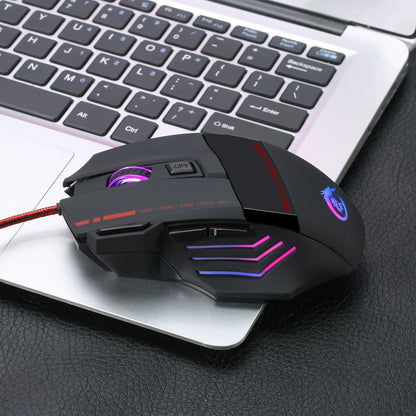 Professional Gaming Wired Mouse Seven-key Backlit Mouse 5500 DPI Fast Move Five Levels of Adjustable DPI Ergonomic Optical Mouse