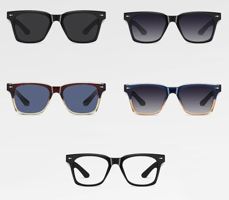 Ochelari de soare polarizați retro Swanwick TR90 pentru bărbați, ochelari de soare pătrați din acetat pentru femei, unisex, UV400, gri-negru, stil european