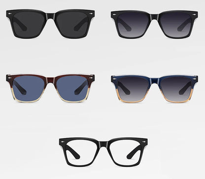 Ochelari de soare polarizați retro Swanwick TR90 pentru bărbați, ochelari de soare pătrați din acetat pentru femei, unisex, UV400, gri-negru, stil european