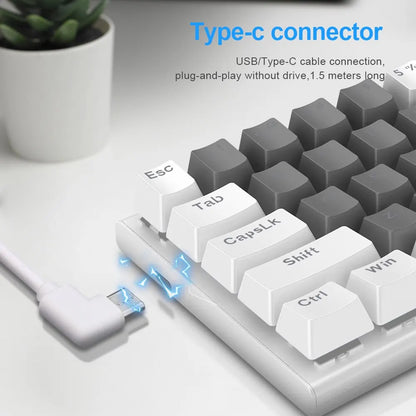 E-YOOSO Z11 RGB USB 60% Mini Mechanical Gaming Keyboard Blue Red Switch 61 Keys Wired Detachable Cable, Portable for Travel PC