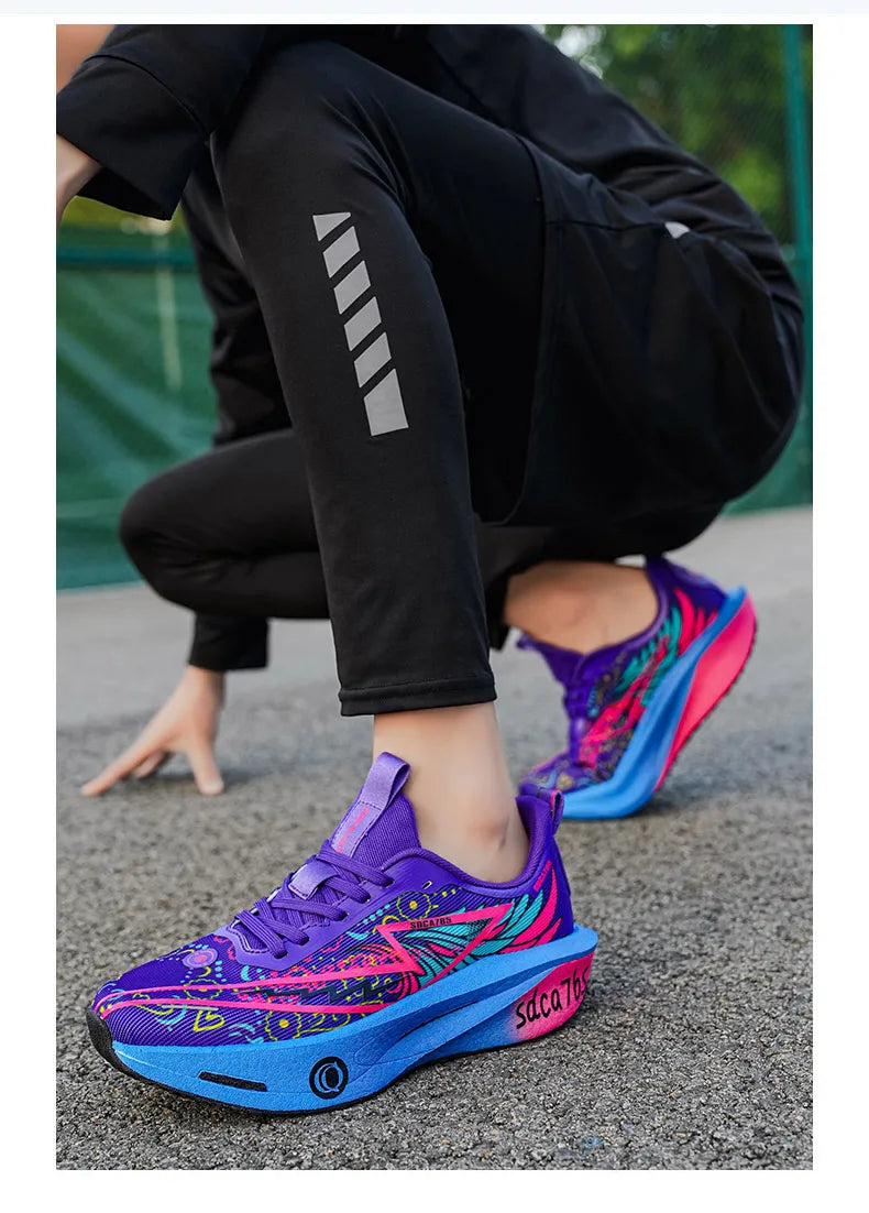 Running Shoes with Carbon Plate for Men, Marathon Sports Specialty, Breathable, Lightweight, Comfortable Athletic Outdoor Sneakers for Women