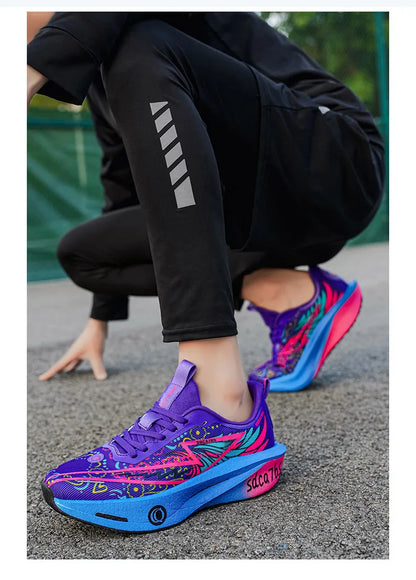 Running Shoes with Carbon Plate for Men, Marathon Sports Specialty, Breathable, Lightweight, Comfortable Athletic Outdoor Sneakers for Women