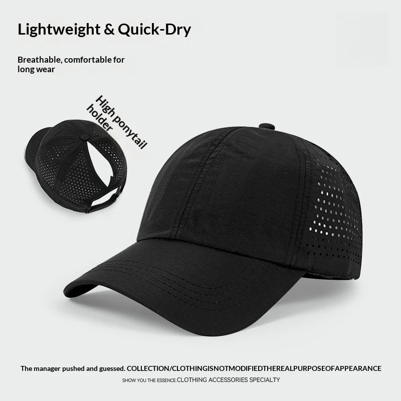 1pc Quick Drying Tongue Baseball Caps for Women Summer Protection Breathable Mesh Breathable Cap Stylish Adjustable Ponytail Hat