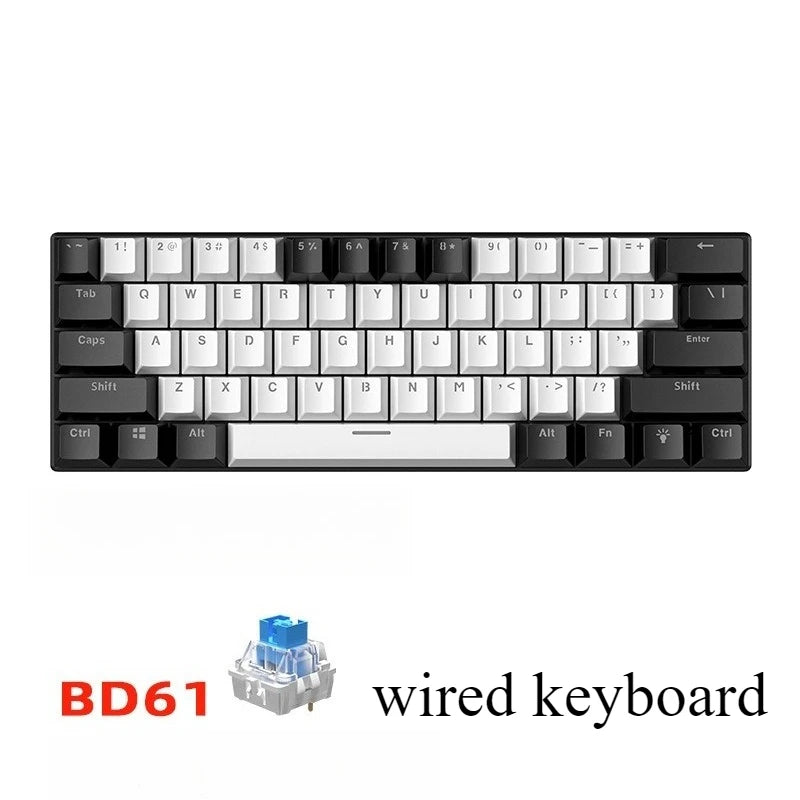 Tastiera meccanica 60% da gaming, tastiera gamer meccanica per PC, laptop e ufficio, mini keyboard con tasti bianchi