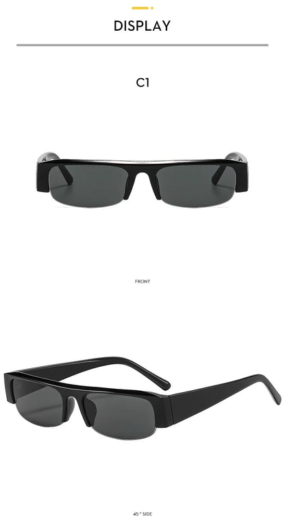 ochelari de soare vintage, mici, dreptunghiulari, cu jumătate de ramă, negri, cu lentile în degrade leopard, pentru femei, ochelari de soare la modă pentru condus