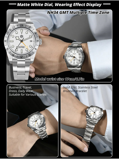 San Martin New 39mm NH34 BB GMT Automatic Mechanical Watch Sport Watch Sapphire Luminous Waterproof 100m for Men Watch SN0054