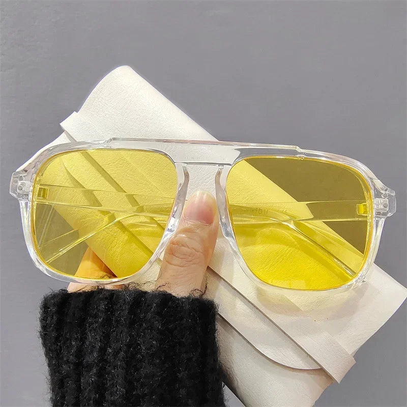 Ochelari de soare la modă pentru femei și bărbați, ochelari de soare cu ramă dublă, stil vintage, pentru activități în aer liber, călătorii și conducere, cu protecție UV400