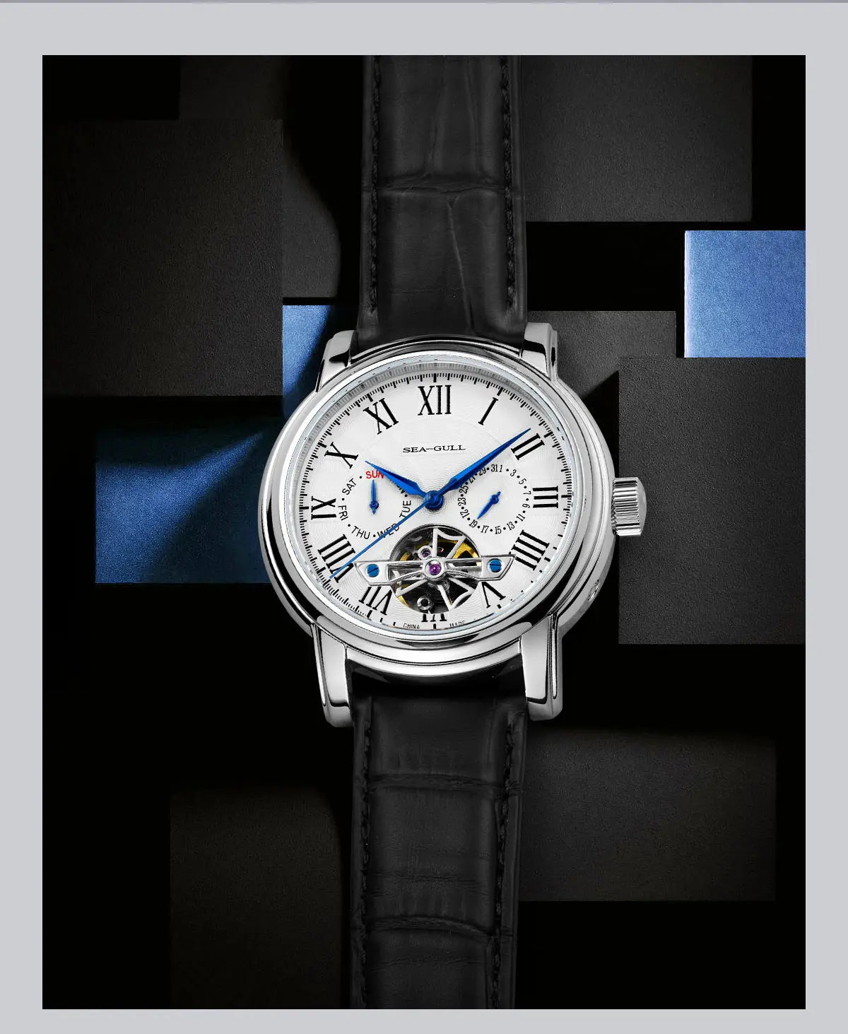 NEU Herren-Automatikuhr mit mechanischem Seagull ST25-Uhrwerk, modische Herrenarmbanduhr mit skelettierter Unruh, Casual-Business-Uhr 819.624