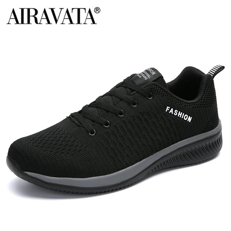Herr- och dam-sneakers i stickat material, andningsbara sportskor för löpning, promenader och gym