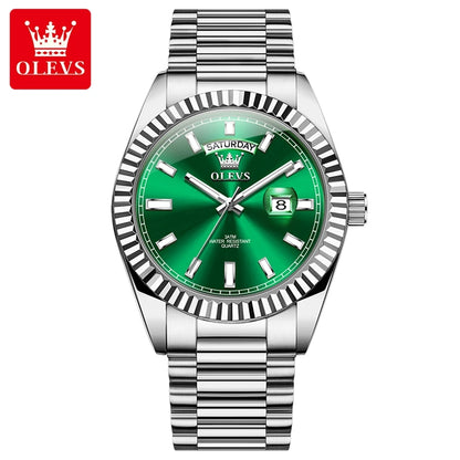 OLEVS Men's Watch Top Brand Luxury Wrist Watch For Men Fashion Rose Gold Stainless Steel Waterproof Watch Day Date Quartz Clock