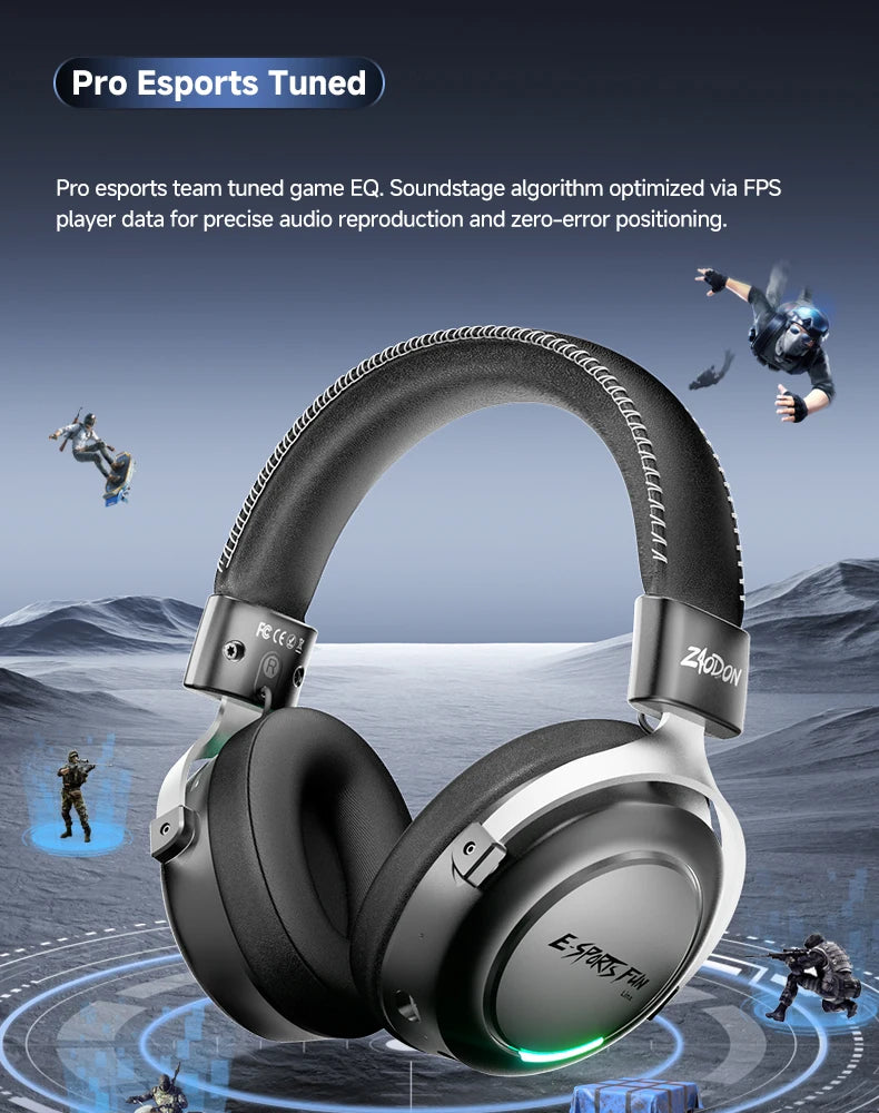 New Wireless Gaming Headphone,Bluetooth 6.0,53mm Titanium Drivers,7.1 Virtual Surround Sound,15ms Zero-Latency,for PC/PS5/Mobile