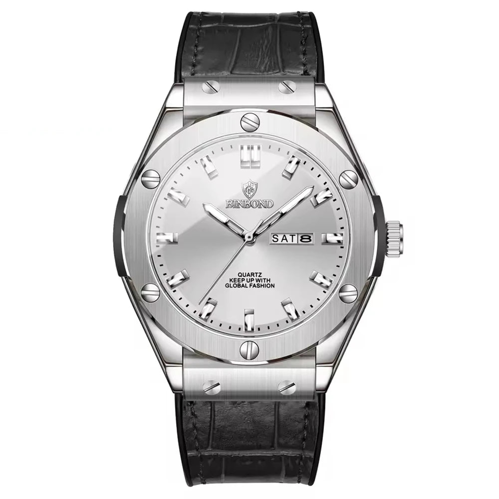 Men’s watch, casual style, leather strap, automatic or quartz model, luxury accessory, ideal gift idea, trendy wristwatch.