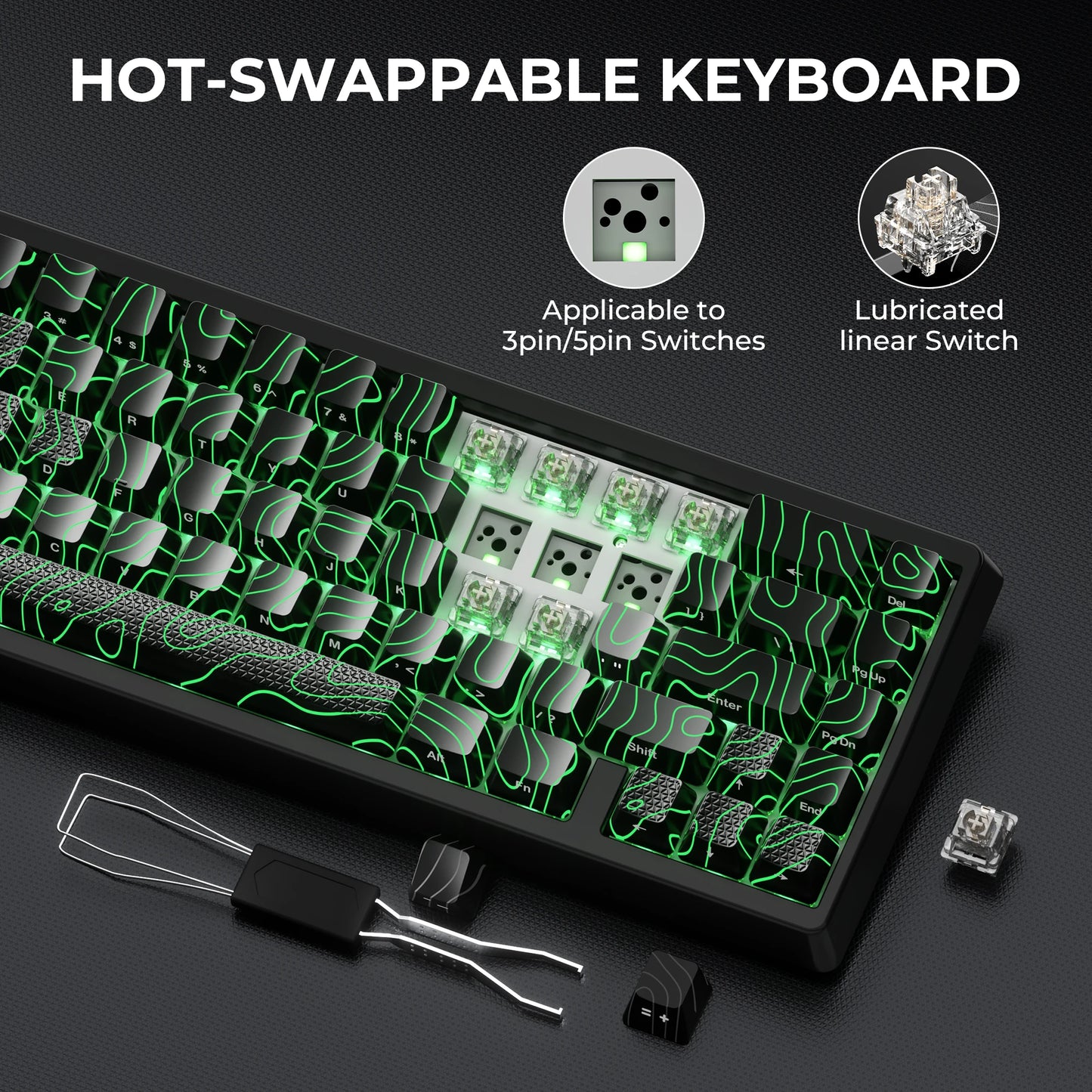 XVX M67 JadeStone Mechanical Keyboard With IMD-Tech Keycaps Hot Swappable Gasket Tri-Mode Custom RGB Wireless Keyboard 65%