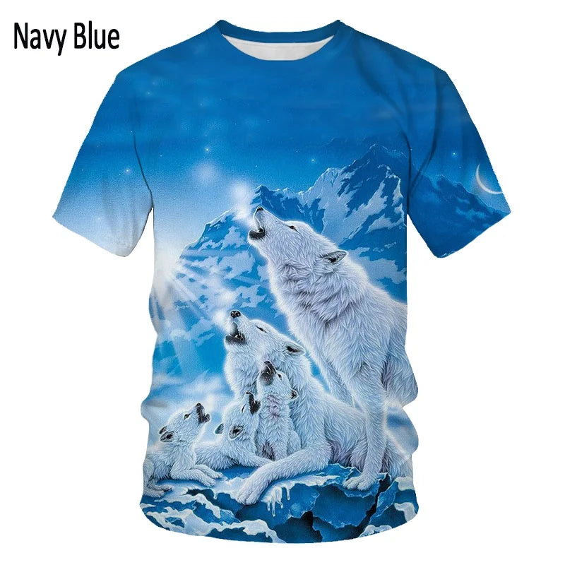 T-shirts 3D imprimés « Loup » tendance pour hommes/femmes – T-shirt graphique original à manches courtes