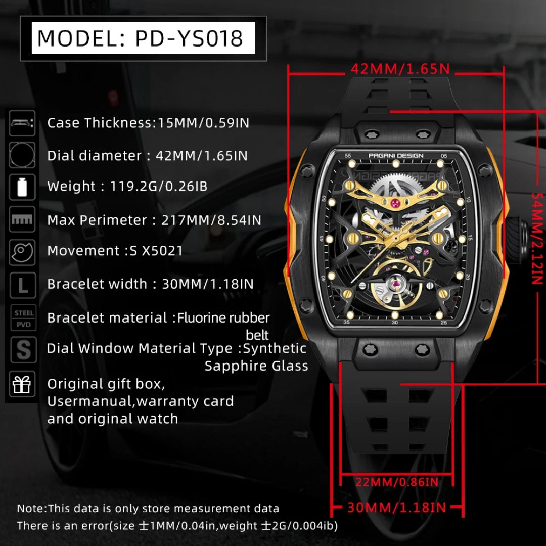 PAGANI DESIGN New Men's Watch Luxury Sapphire Crystal Stainless Steel Automatic Mechanical Watch Business Casual Skeleton Dial