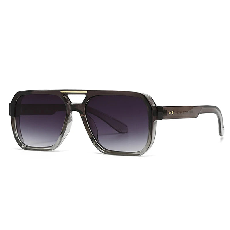 Ochelari de soare SO&EI Fashion cu rame duble, pătrați, pentru femei, stil retro cu nituri, nuanțe de albastru ceai, protecție UV400, ochelari de soare cu gradient pentru bărbați, pentru activități în aer liber