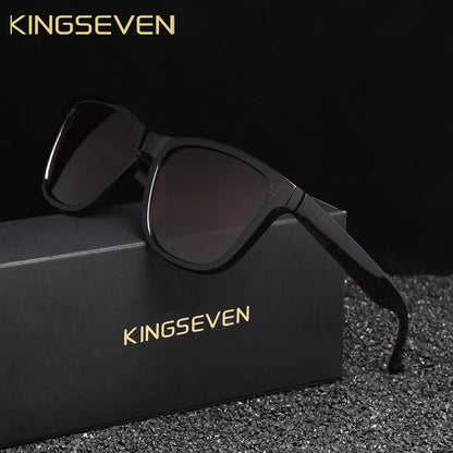 KNGSEVEN Ochelari de soare rotunzi la modă pentru bărbați și femei, casual, polarizați, cu protecție anti-UV400, pentru activități în aer liber, cu ramă neagră, potriviți pentru condus