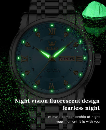 OLEVS Top Original Men Quartz Watch Blue Waterproof Watch for Men Stainless Steel Quartz Men Luxury Watch Luminous Wristwatch