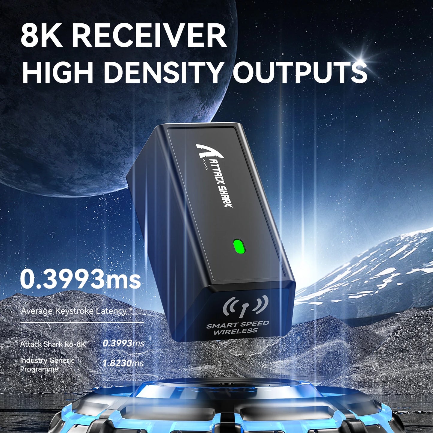 Mysz gamingowa bezprzewodowa ATTACK SHARK R6 PAW3950MAX, próbkowanie 8Khz, ultralekka 39g, Nordic 52840 MCU, optyczne mikroprzełączniki Omron