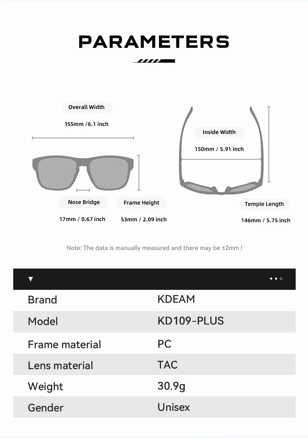 Ochelari de soare polarizați pentru bărbați KDEAM, mărime XXL, ochelari de protecție pentru sporturi în aer liber, lățime totală 155 mm, ochelari de soare extra mari