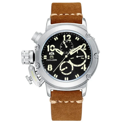 Automatic Watches for Men Mechanical Self Wind Genuine Leather Multifunction Date Boat Month Gold Bronze U Reloj Hombre Baratos