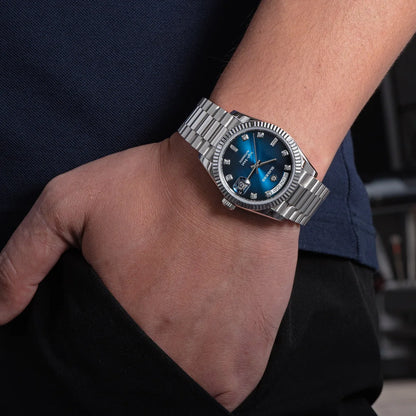 Sugess Watch of Men 36mm Date Automatic Retro Mechanical Wristwatches Sapphire Crystal RoseGold Dandong SL3034 Movement Day New