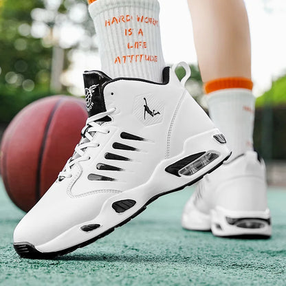 Men's High-Top Basketball Shoes with Breathable Mesh Design for Maximum Comfort, Outdoor Shock-Absorbing Running Shoes, High-Rebound Cushioning Technology for Smoother and More Comfortable Running, Enhanced Support, Stylish