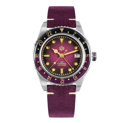 2025 New San Martin SN0134 Men Watch NH34 GMT Sandwich Dial 40mm Bidirectional Sapphire Bezel Luxury Sports Watch 20Bar Watches