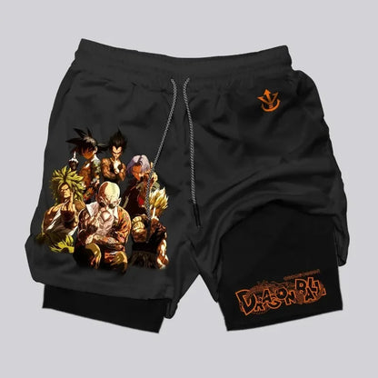 Dragon Ball Summer Fitness Shorts for Men and Women, Double-layer Sports Training Running Shorts, Casual Pants