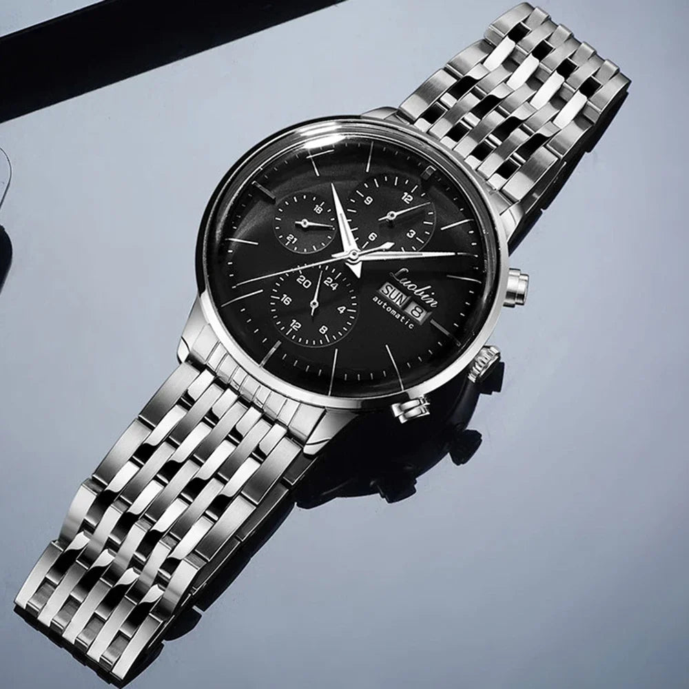 Luxuriöse Automatikuhr für Herren, mechanisch, selbstaufziehend, Business-Armbanduhr aus Edelstahl mit Leuchtanzeige, Relojes Para Hombre 2020