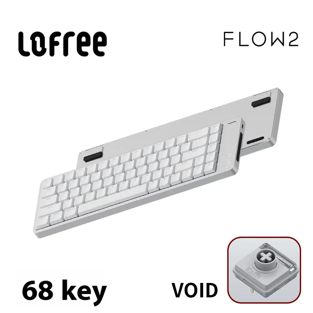 Lofree FLOW2 Mechanische Tastatur fürs Business-Büro, kabellos per Bluetooth und kabelgebunden, leiser und sanfter Klang, kompatibel, geräuscharm, Aluminiumgehäuse