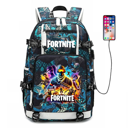 Mochila escolar para estudante com estampado do jogo Fortnite, para rapazes e raparigas, grande capacidade, impermeável, leve e resistente, presente de aniversário