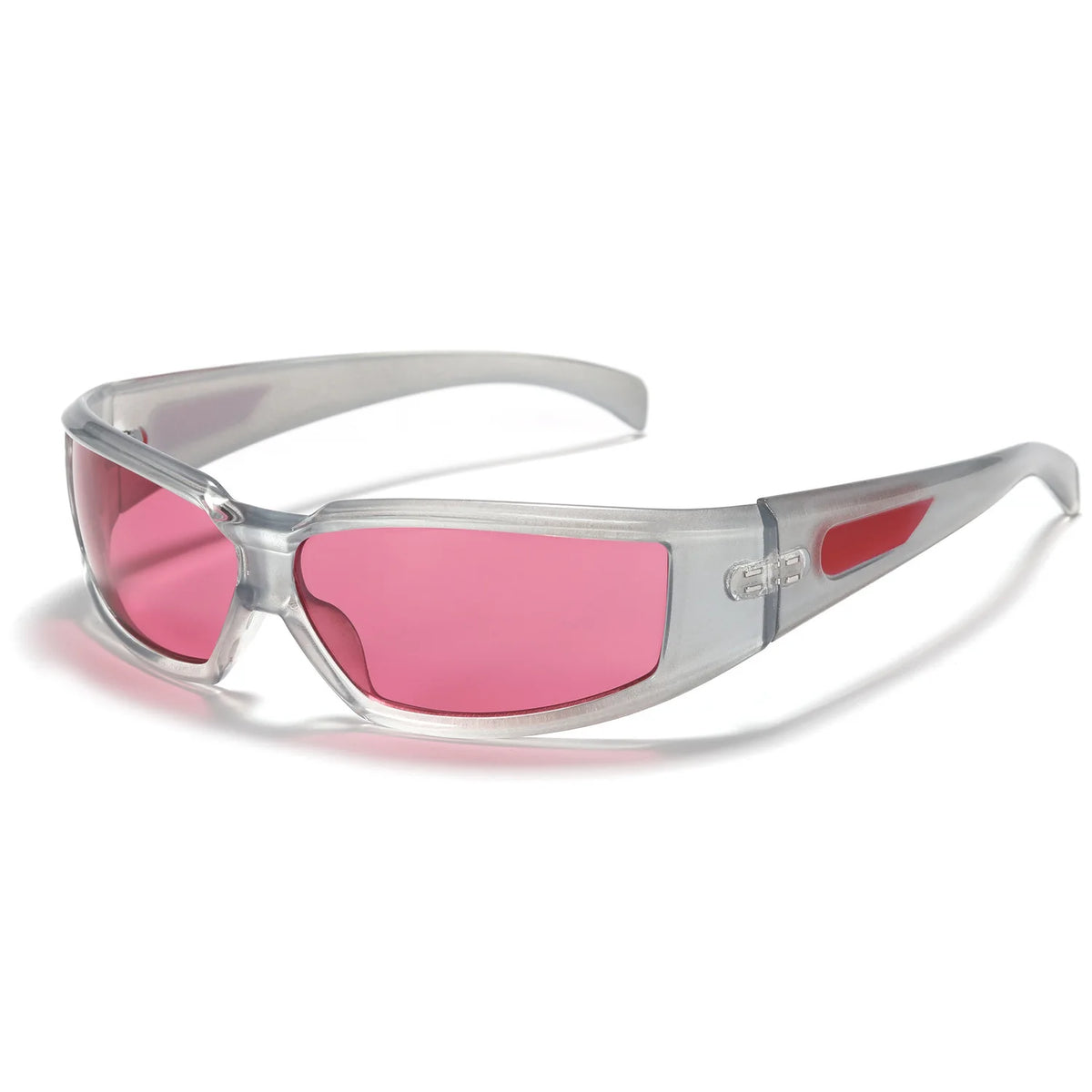 KLASSNUM Ochelari pentru femei Y2k Ochelari de soare la modă pentru bărbați, cu un design futurist și tehnologic Ochelari de soare argintii și roz pentru fete, cu protecție UV400