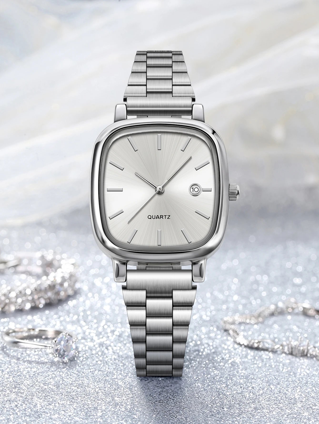 Elegant and fashionable women's watch brand, luxury quartz watch, stainless steel calendar face, couple's women's style