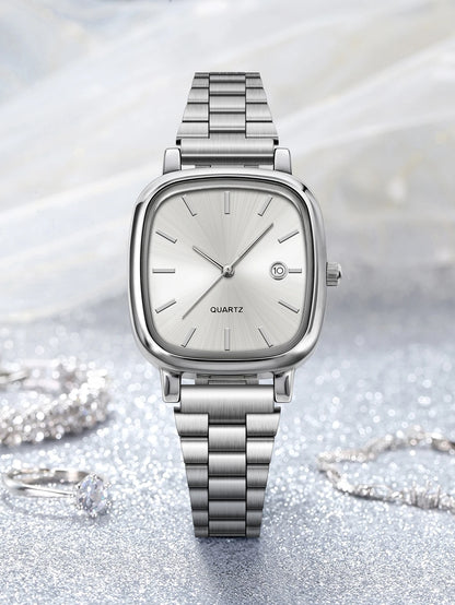 Elegant and fashionable women's watch brand, luxury quartz watch, stainless steel calendar face, couple's women's style