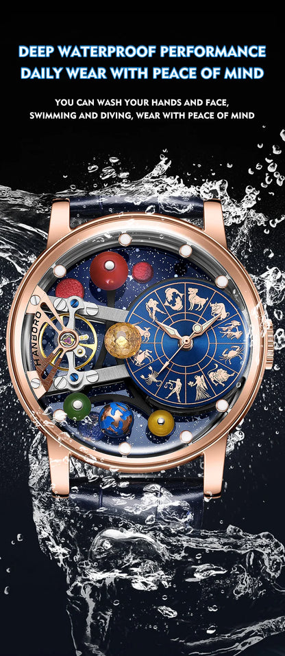 HANBORO Celestial Series 12 Constellation Men's Fully Automatic Mechanical Watch with Starry Sky Night Light Trend Watch