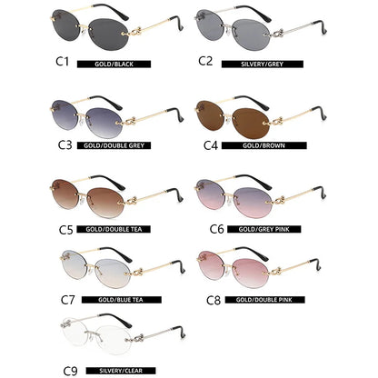Ochelari de soare ovali fără ramă, de înaltă calitate, casual și luxoși, pentru femei, fără ramă, la modă și personalizați