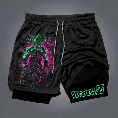 Produit gaming premium Fraquane, Dragon Ball Goku Unisex Harajuku Anime Printed 2026 Summer New Product Loose Sports Breathable Quick Drying Double Layer Shorts
