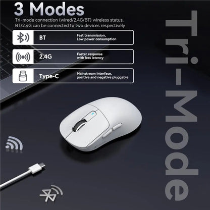 Mouse Gaming Wireless X3 ATTACK SHARK colore rosso, polling rate 4K, connessione Bluetooth tri-mode, PAW3395, mouse gaming Bluetooth con macro