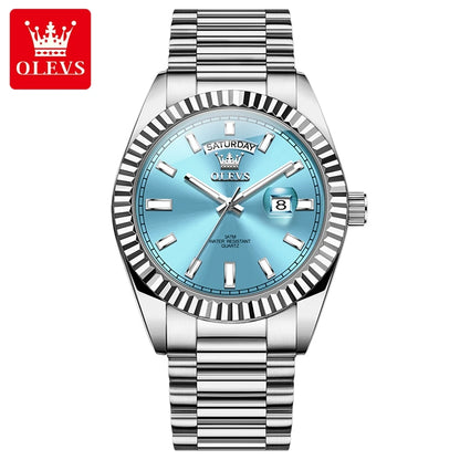 OLEVS Men's Watch Top Brand Luxury Wrist Watch For Men Fashion Rose Gold Stainless Steel Waterproof Watch Day Date Quartz Clock