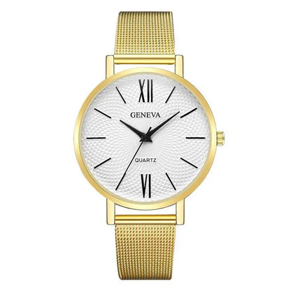 2021 New Geneva Watch Women Black Watches Stainless Steel Mesh Band Quartz Wristwatches Casual Ladies Watches Cheap Price