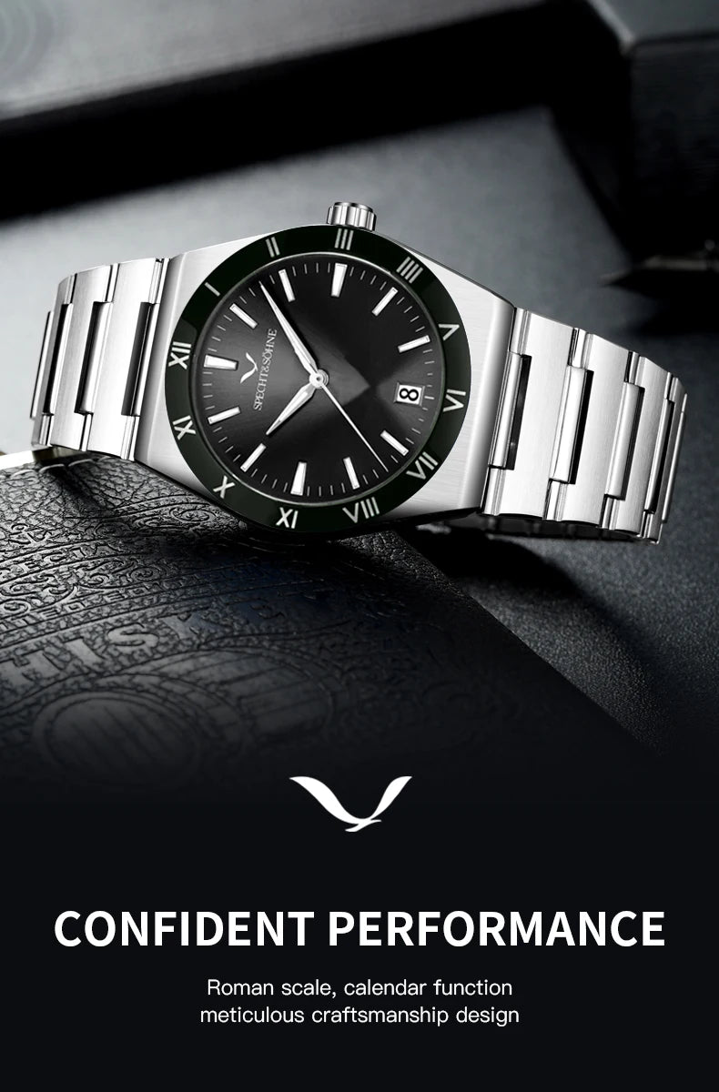 Dropshipping New Fashion Specht & Söhne Luxury Quartz Watch For Men 38MM Stainless Steel Watch Sapphire Crystal 50M Waterproof