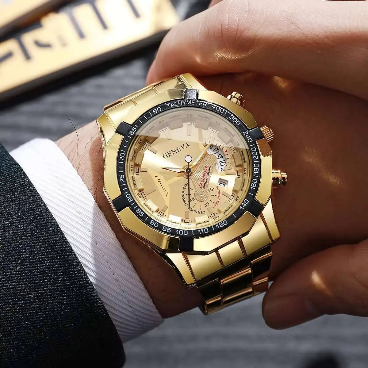 Fashion Men Business Watches Luxury Large Dial Calendar Quartz Watch Mens Clock Reloj Hombre（Without Box）