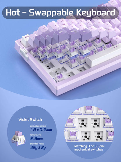 MageGee SKY81 75% mechanische Gaming-Tastatur, RGB-Gasket, Hot-Swap-fähige kabelgebundene Custom-Tastatur mit cremiger Schalldämpfung und Drehregler