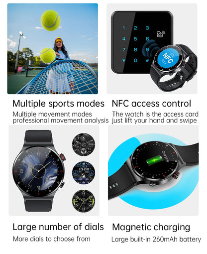 Luxury QW33 Smart Watches Men NFC Wireless Call Fitness Waterproof Sports Wrist Intelligent Smartwatches for Women Android 2026