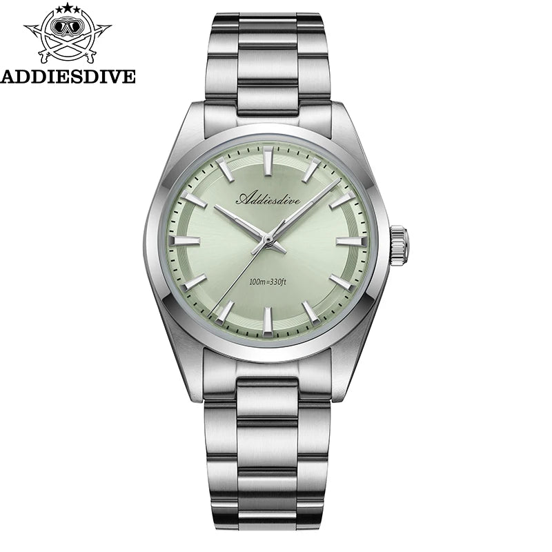 ADDIESDIVE Luxury Men's Steel Watch Bubble Mirror Glass Quartz Watch BGW9 Blue Luminous 100ATM Analog Watch Reloj Hombre AD2066