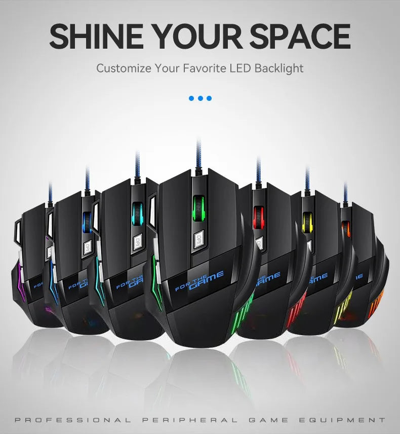 1 бр. нова Hyperspeed USB гейминг мишка с RGB подсветка, ергономична гейминг мишка 7D за Esports, жична мишка за лаптоп и PC геймър