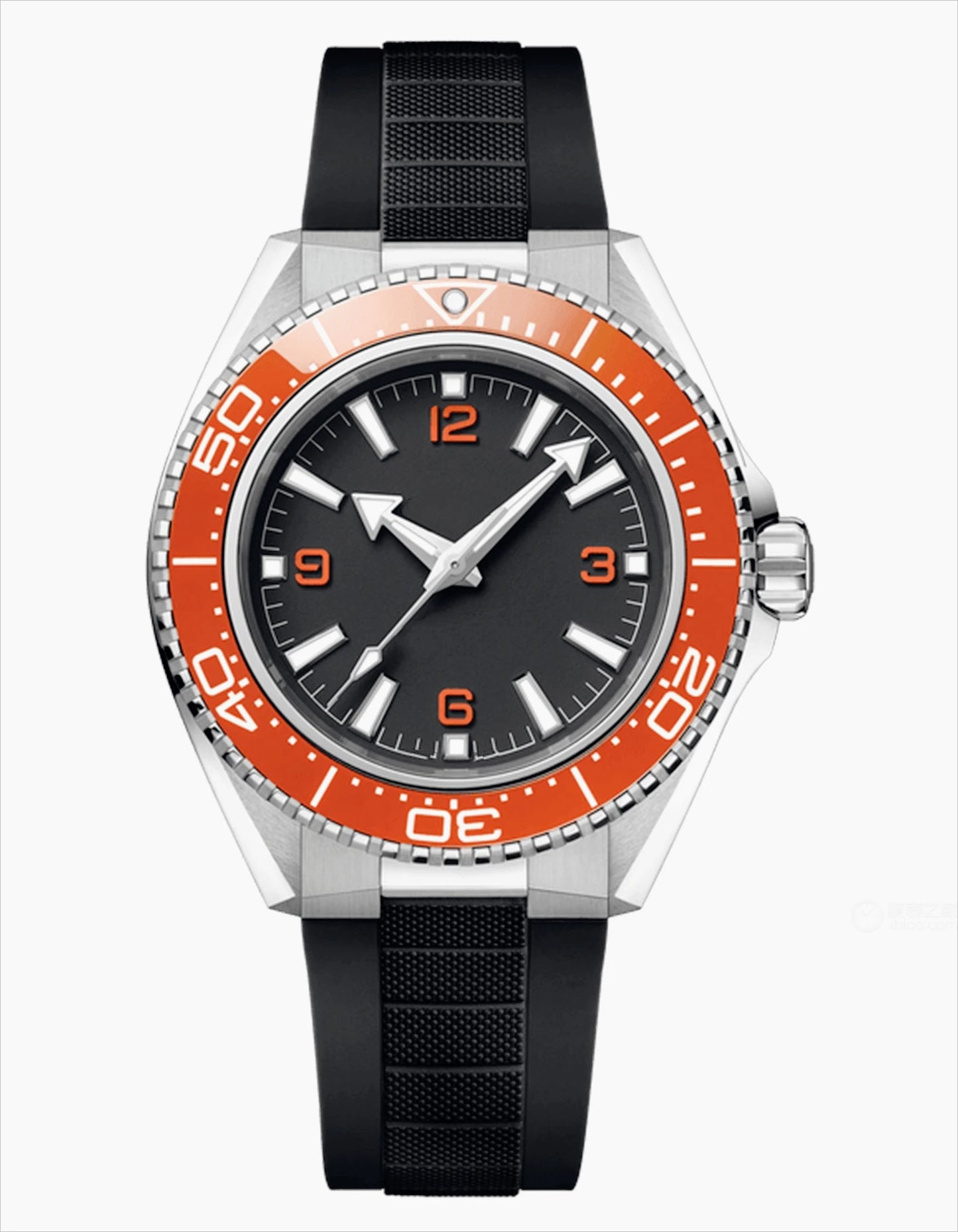 Customized Luxury Mens Sports Black Blue Ceramic Bezel Automatic Mechanical Watch Stainless Steel Orange Rubber Watches 42mm